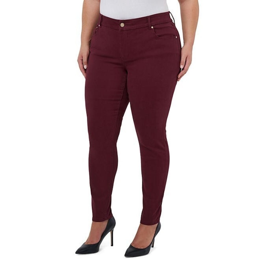 Seven7 Womens Tummyless Skinny Jean Port Royale Burgundy High Rise Size 6